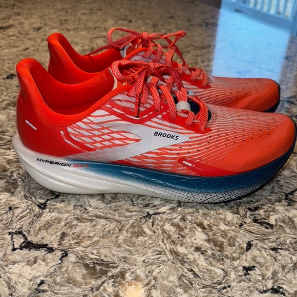 Brooks Red and White Athletic Shoes with Breathable Mesh - Picture 1 of 7